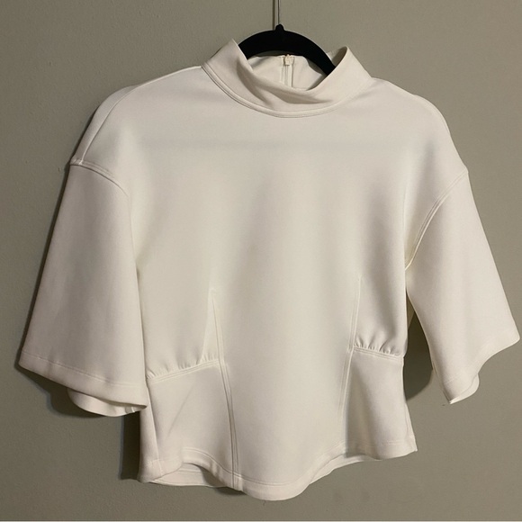 Zara White Structured Corset Style Work Blouse - Picture 2 of 4